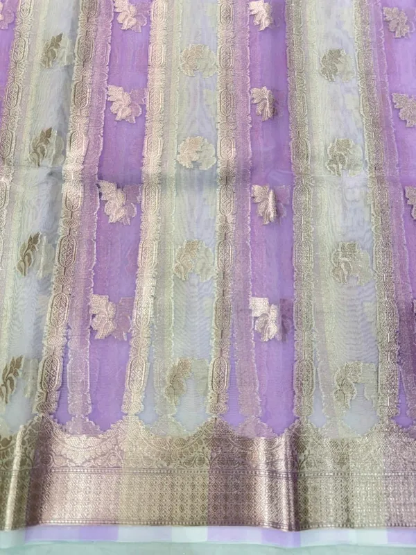lite_Purple_nd_cream_Banarasi_kora_Silk_Premium_And_Elegant_Saree_For_Women