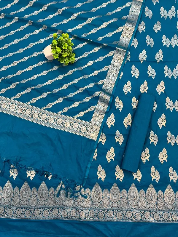 Teal_Blue_Banarasi_soft_katan_Silk_Premium_And_Elegant_Dress_Material_For_Women