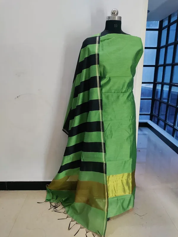 Green_And_Black_banarsi_cotton_Silk_Premium_And_Elegant_Dress_Material_For_Women
