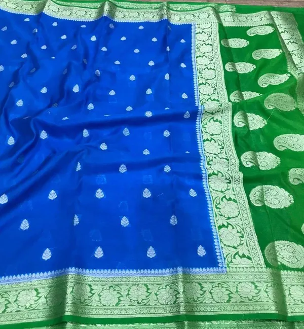 Royal_Blue_nd_green_Banarasi_jorjat_Silk_Premium_And_Elegant_Saree_For_Women