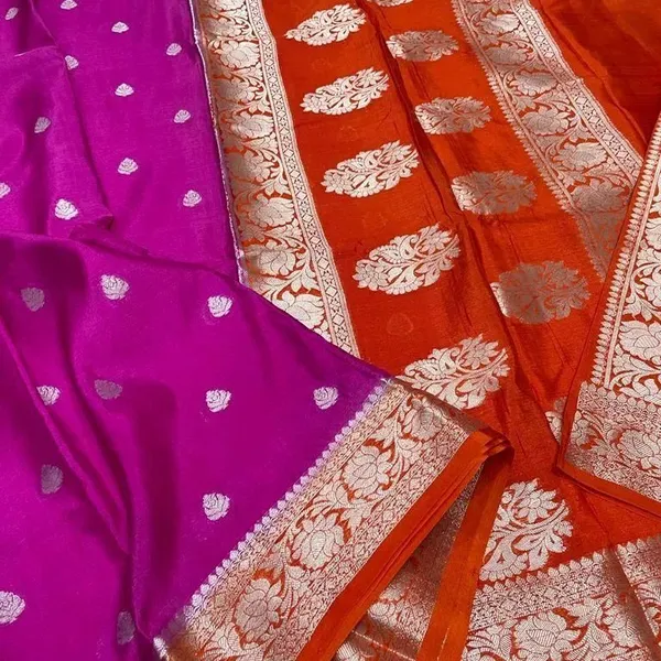 Magenta_And_Orange_Banarsi_jorjat_Silk_Premium_And_Elegant_Saree_For_Women