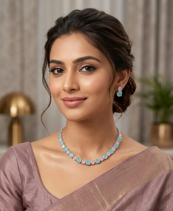 Blue_American_Diamond_Turquoise_Necklace_Set_For_Women