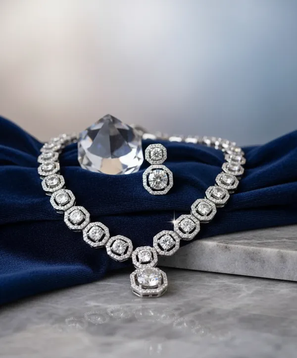 Silver_Brass_American_Diamond_Necklace_Set_For_Women