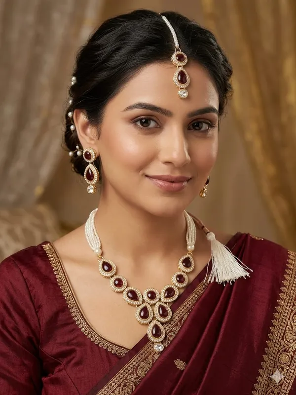 Red_White_Kundan_Pearl_Bridal_Set_With_Maang_Tikka_For_Women