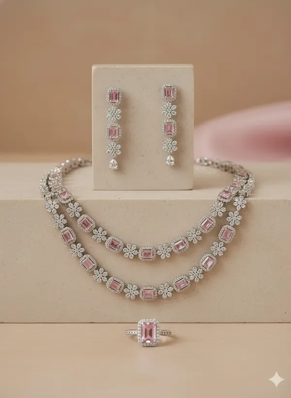 Silver_American_Diamond_Layered_Necklace_Set_For_Women
