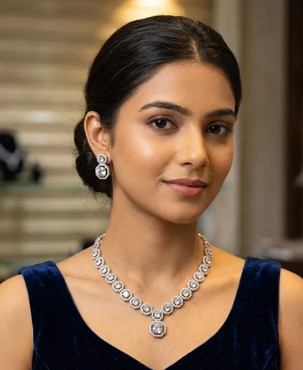 Silver_Brass_American_Diamond_Necklace_Set_For_Women