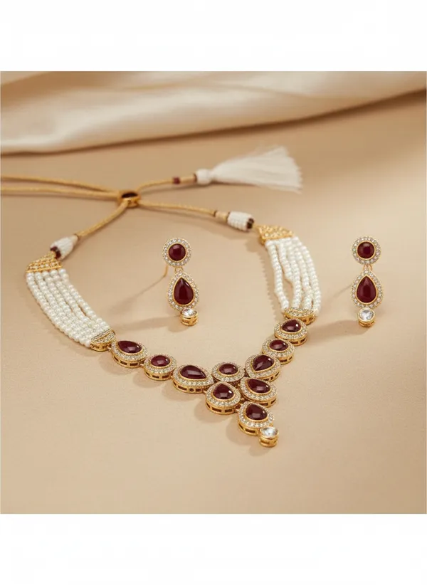 Red_White_Kundan_Pearl_Bridal_Set_With_Maang_Tikka_For_Women