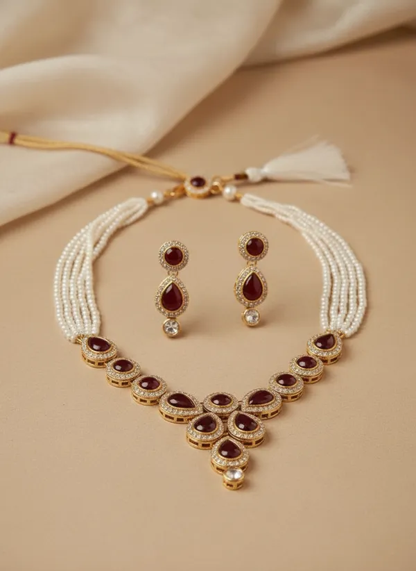 Red_White_Kundan_Pearl_Bridal_Set_With_Maang_Tikka_For_Women
