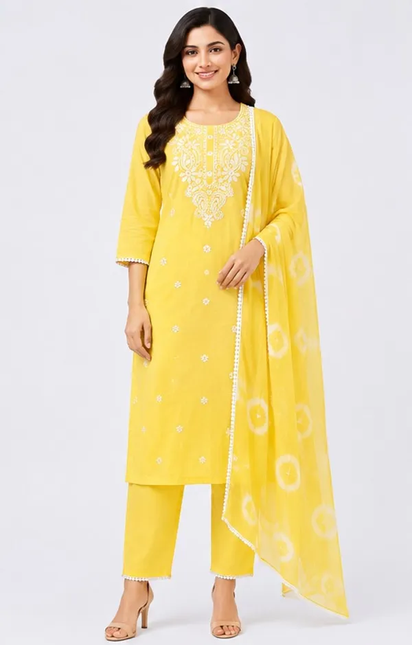 3_Piece_Lemon_Yellow_Straight_Kurta_Set_with_Shibori_Tie-Dye_Dupatta