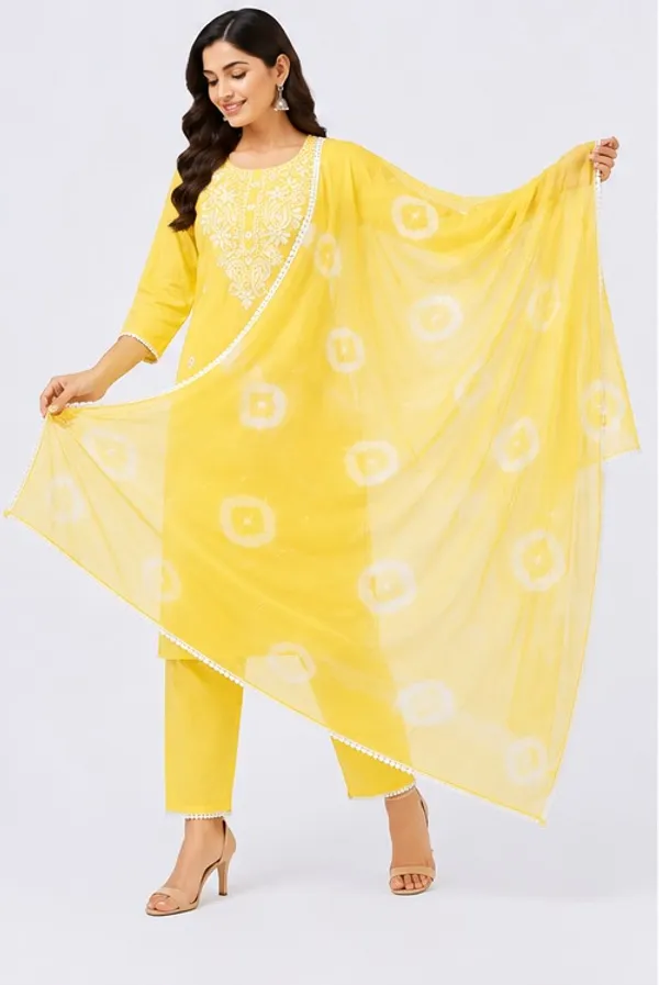 3_Piece_Lemon_Yellow_Straight_Kurta_Set_with_Shibori_Tie-Dye_Dupatta