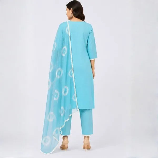 3_Piece_Turquoise_Blue_Straight_Kurta_Set_with_Shibori_Tie-Dye_Dupatta