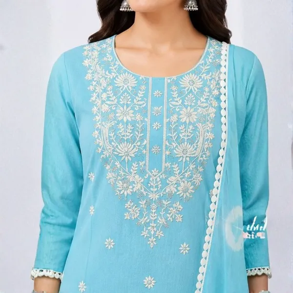 3_Piece_Turquoise_Blue_Straight_Kurta_Set_with_Shibori_Tie-Dye_Dupatta