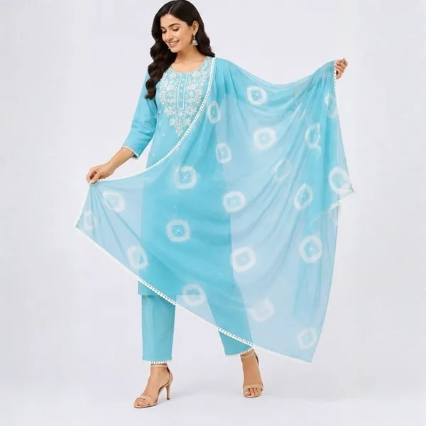 3_Piece_Turquoise_Blue_Straight_Kurta_Set_with_Shibori_Tie-Dye_Dupatta