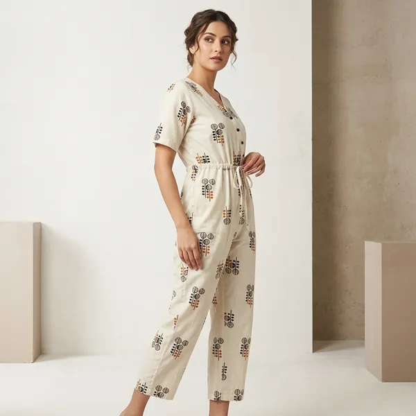Off_White_Cotton_Geometric_Print_Drawstring_Jumpsuit_For_Women