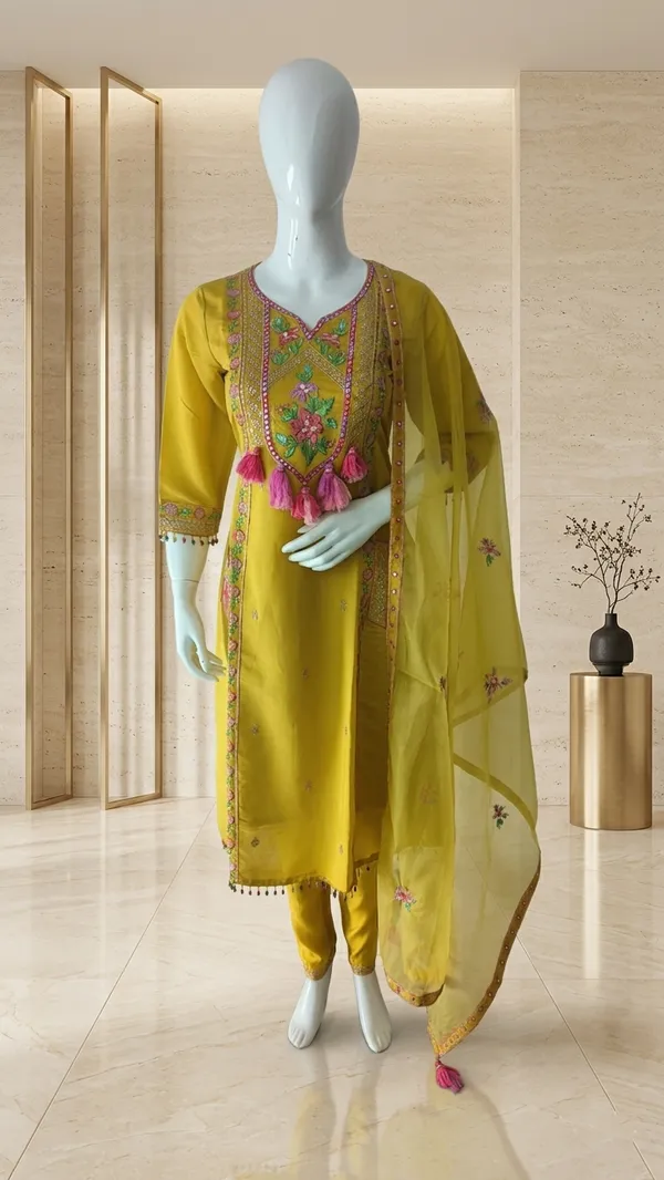 Yellow_Georgette_Embroidered_Straight_Kurta_Pyjama_Dupatta_Set_For_Women