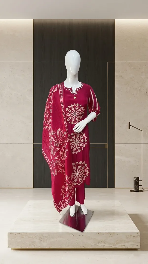 Red_Cotton_Embroidered_Kurta_Pyjama_Dupatta_Set_For_Women