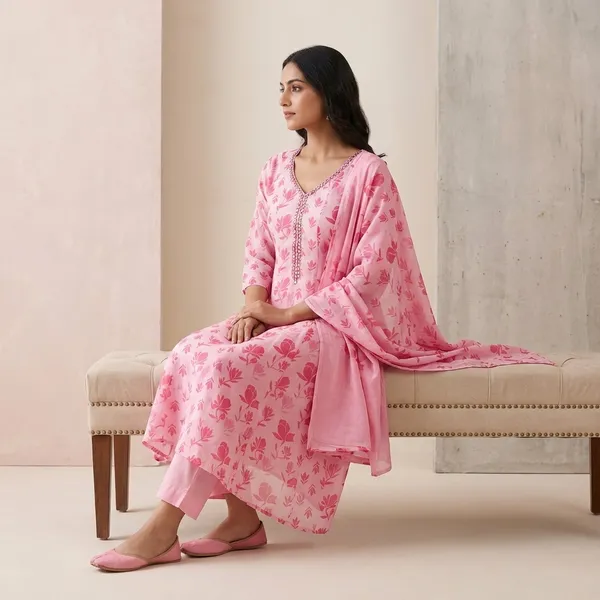 Pink_Chinon_Silk_Floral_Print_A_Line_Kurta_Pyjama_Dupatta_Set_For_Women