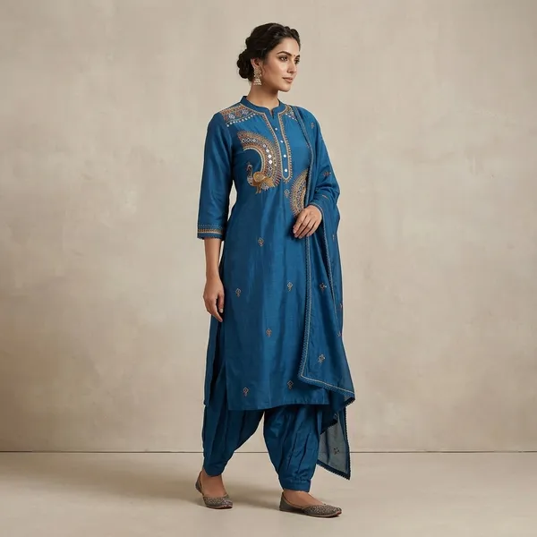 Blue_Silk_Embroidered_Straight_Kurta_Pyjama_Dupatta_Set_For_Women