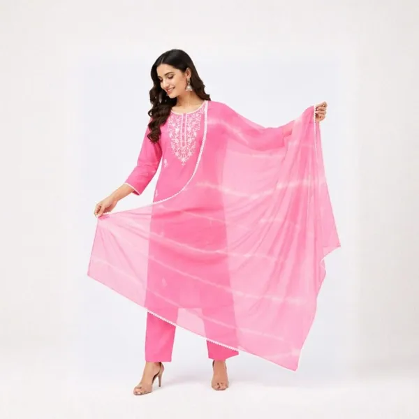 Women's_Pink_Cotton_3_Piece_Kurti_Pant_Set_with_White_Lace_and_Embroidery