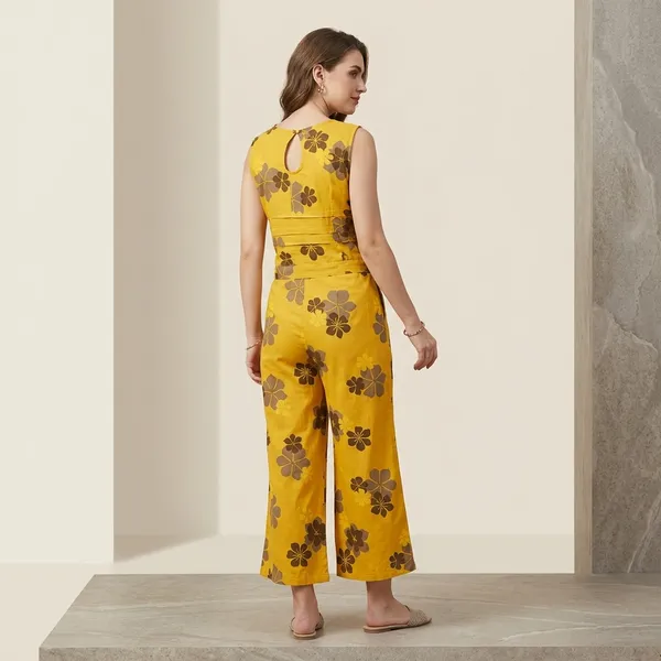 Yellow_Cotton_Floral_Print_Jumpsuit_For_Women
