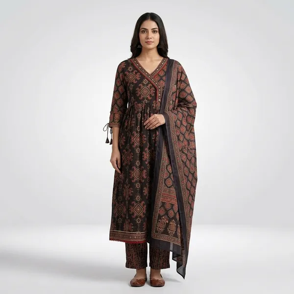 Black_Mul_Chanderi_Printed_Kurta_Pyjama_Dupatta_Set_For_Women