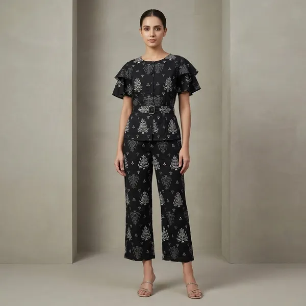 Black_Cotton_Floral_Print_Relaxed_Jumpsuit_For_Women