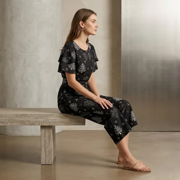 Black_Cotton_Floral_Print_Relaxed_Jumpsuit_For_Women