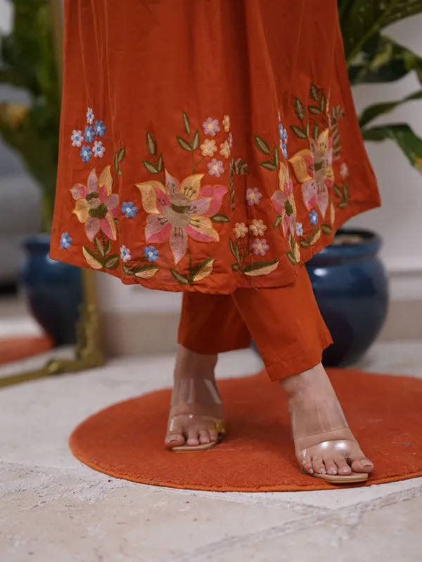 Women's_Rust_Orange_Embroidered_A-Line_Kurta_with_Pintuck_Yoke_&_Floral_Sleeve_Detailing_.