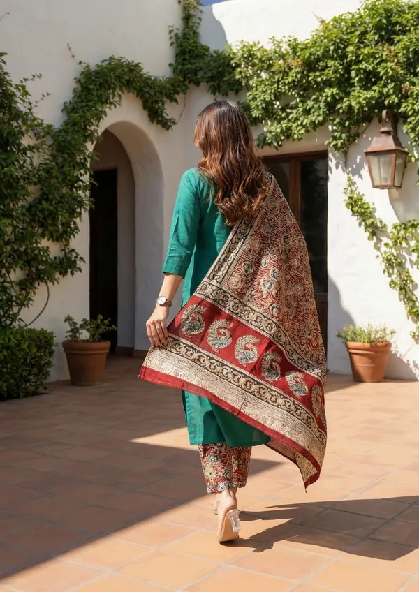 Green_Cotton_Kurta_Set_For_Women