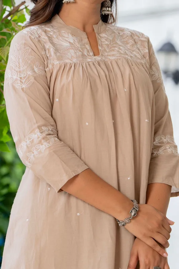 Light_Coffee_Cotton_Kurta_Set_For_Women