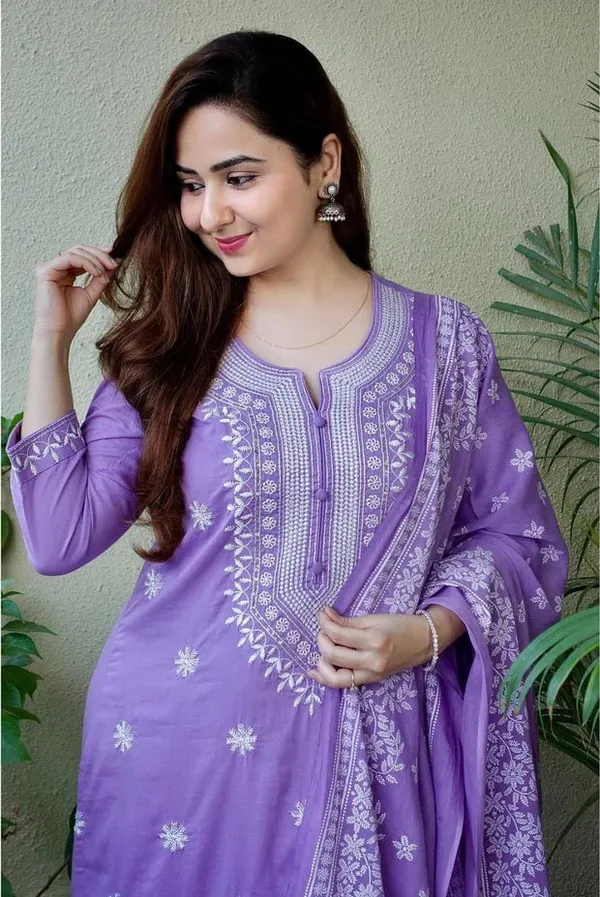 Lavender_Purple_Cotton_Kurta_Set_For_Women