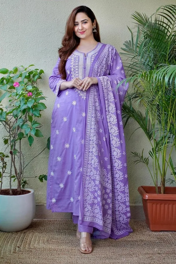 Lavender_Purple_Cotton_Kurta_Set_For_Women