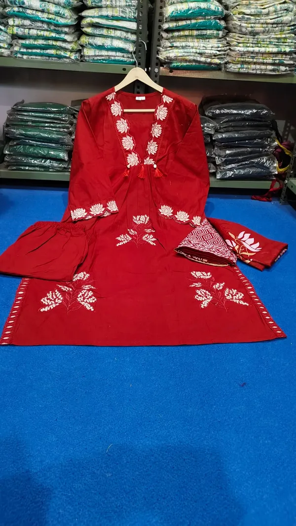 Rich_Maroon_Cotton_Kurta_Set_For_Women