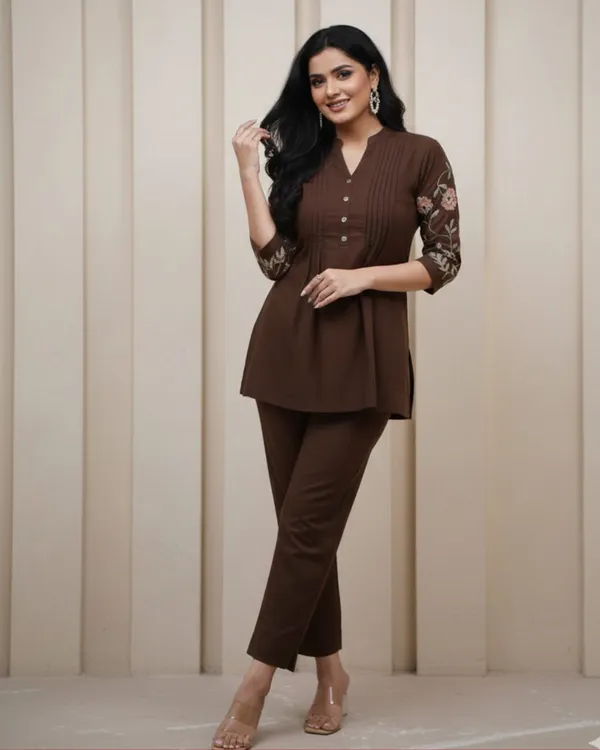 Brown_Cotton_Co-Ord_Set_For_Women