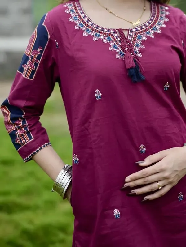 Magenta_Cotton_Kurta_Set_For_Women
