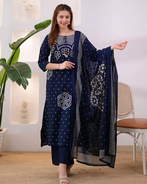Navy_Blue_Cotton_Kurta_Set_For_Women