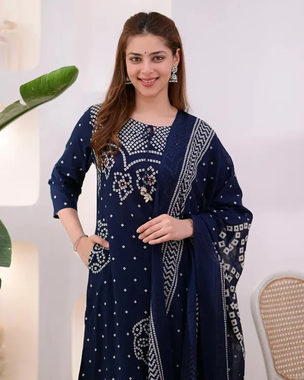 Navy_Blue_Cotton_Kurta_Set_For_Women