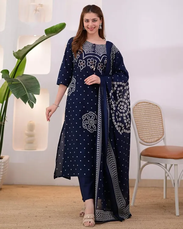 Navy_Blue_Cotton_Kurta_Set_For_Women