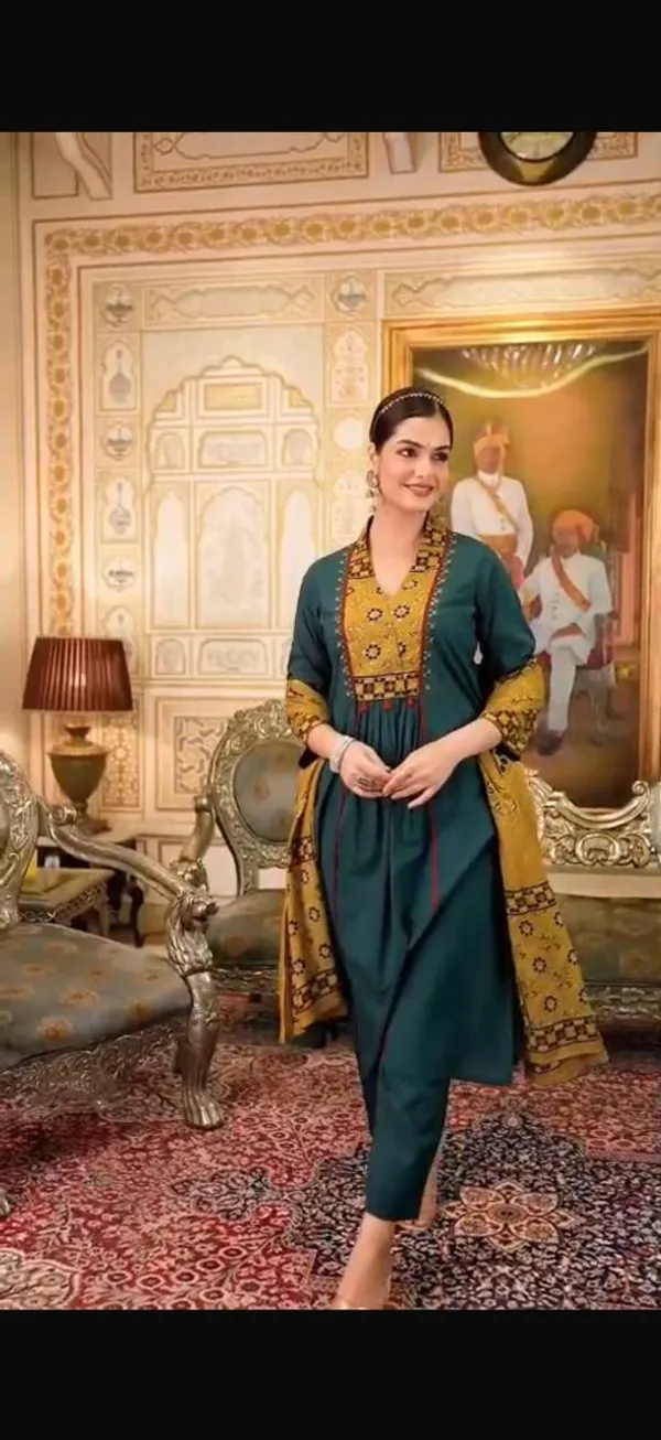 Teal_Blue_Cotton_Kurta_Set_For_Women