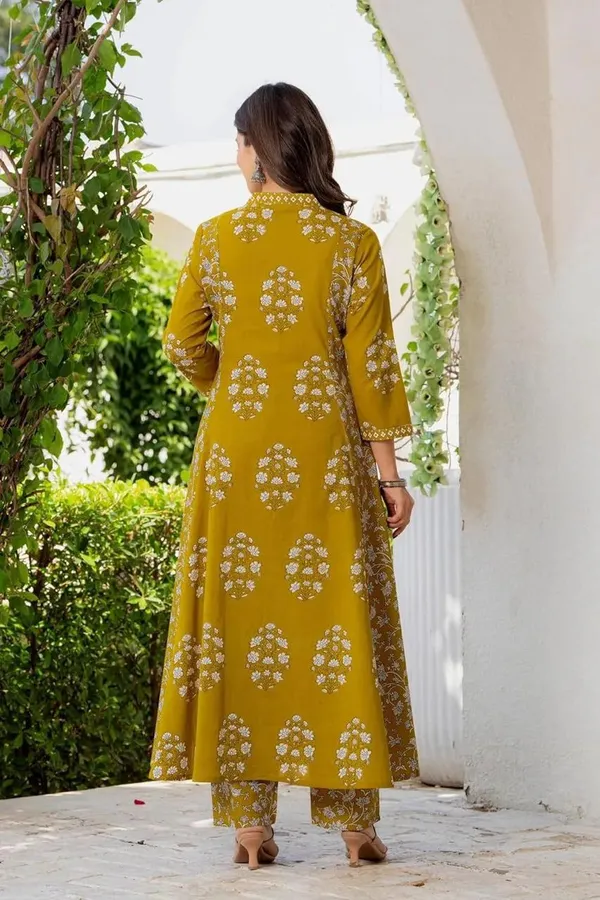 Mustard_Cotton_Anarkali_Suit_Set_For_Women