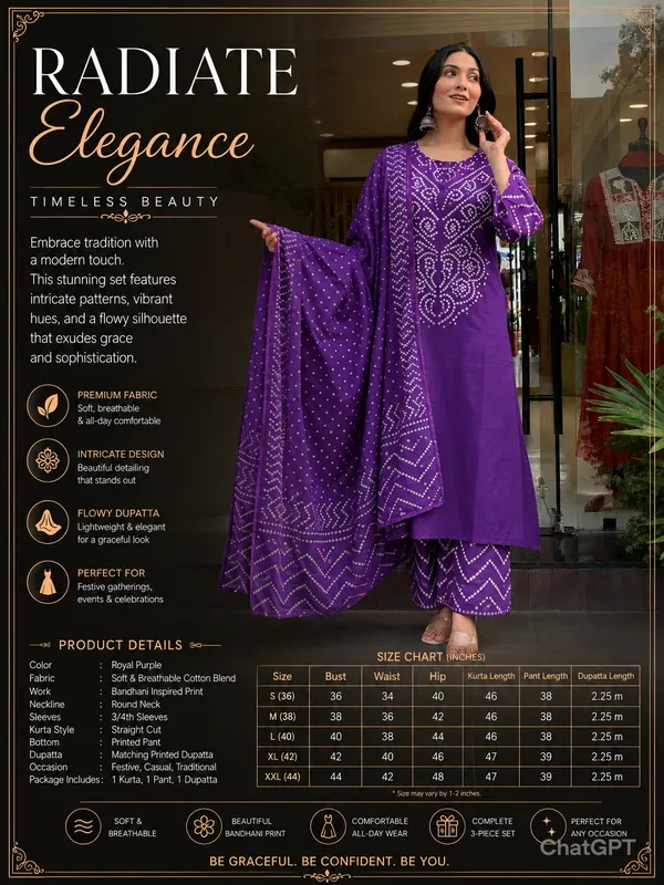 Royal_Purple_Cotton_Kurta_Set_For_Women