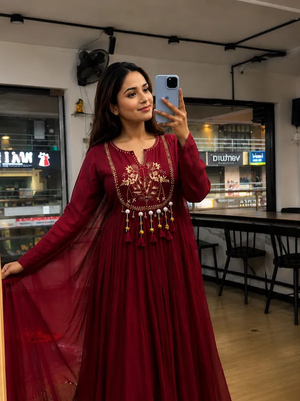Style_Kurti_Women’s_Maroon_Embroidered_Anarkali_Kurta_Set_with_Dupatta_|_Elegant_Festive_&_Party_Wear