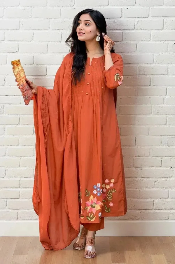 Rust_Orange_Cotton_A-Line_Kurta_For_Women