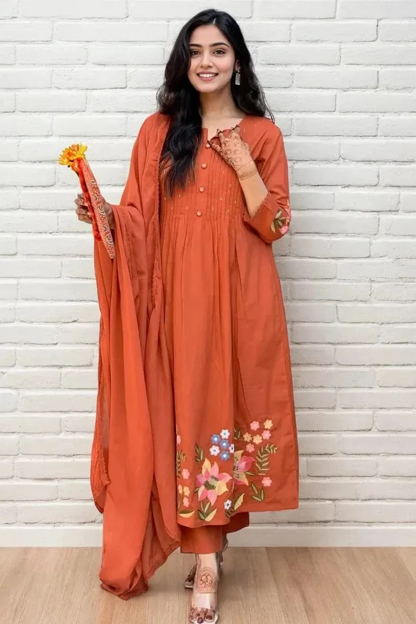 Rust_Orange_Cotton_A-Line_Kurta_For_Women