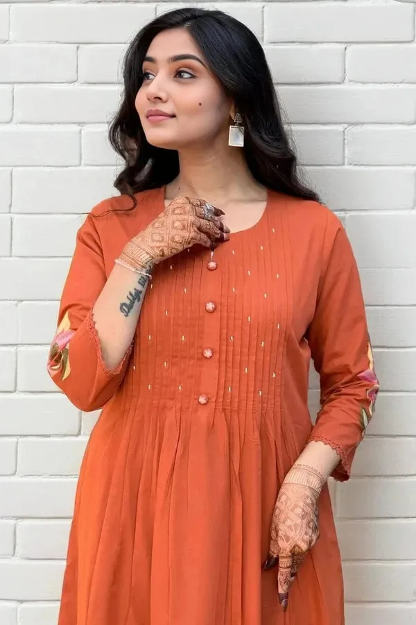 Rust_Orange_Cotton_A-Line_Kurta_For_Women