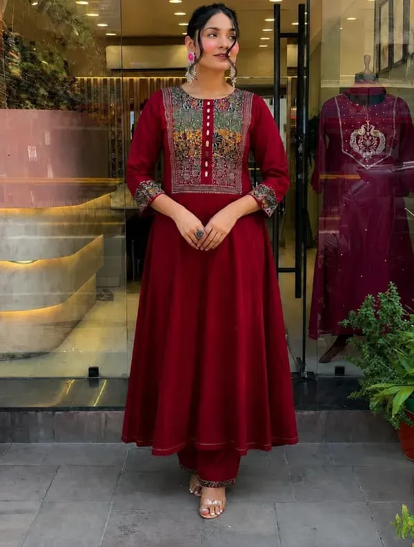Elegant_Wine_Red_Printed_Anarkali_Kurta_Set_for_Women