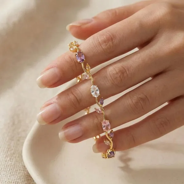 Gold_Brass_18K_Plated_Tulip_Multi_Floral_Anti-Tarnish_Bracelet