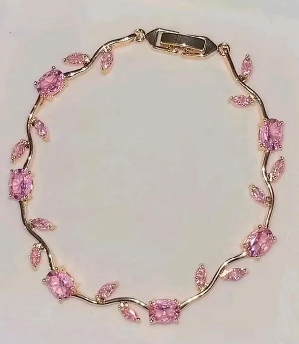 Gold_Pink_Brass_18K_Plated_Tulip_Floral_Anti-Tarnish_Bracelet