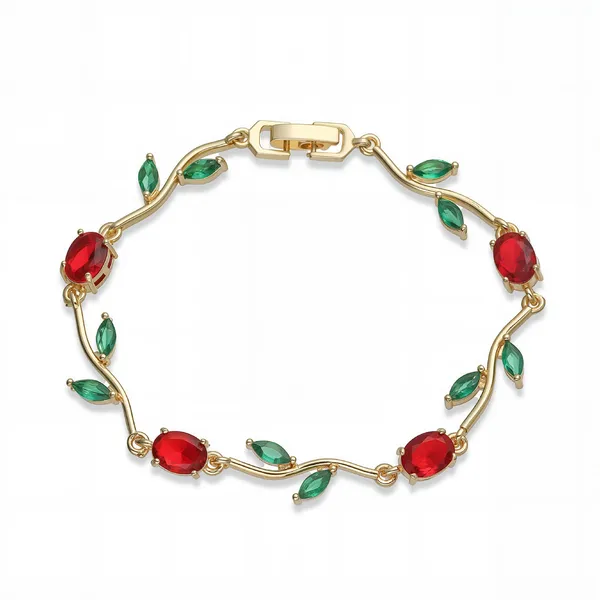 Gold_Red_Green_Brass_18K_Plated_Floral_Anti-Tarnish_Bracelet
