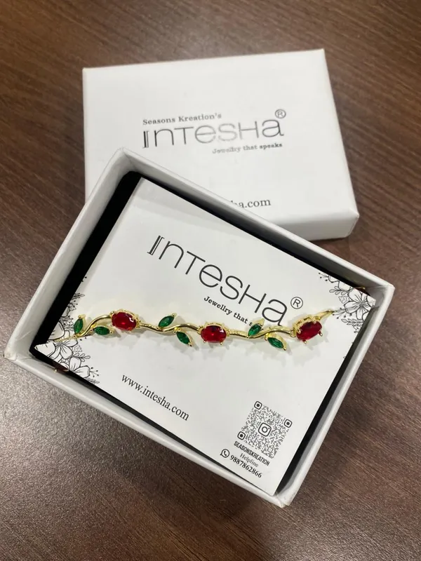 Gold_Red_Green_Brass_18K_Plated_Floral_Anti-Tarnish_Bracelet
